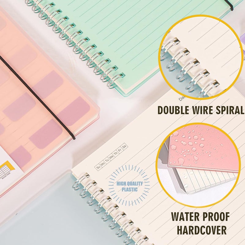 OWSC 4 Pack Lined Spiral Notebook, 5.9 x 8.3 Inches Notebooks for Work, School and Journal with 110 GSM Thick Paper, Small Notebook with 80 Sheets/160 Pages, Notebooks College Ruled for Note Taking - Image 5